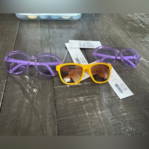 JANIE AND JACK NWT Set Of 3 Sunglasses 0-2 years 2 Clear Purple 1 Yellow Frame - Picture 1 of 6